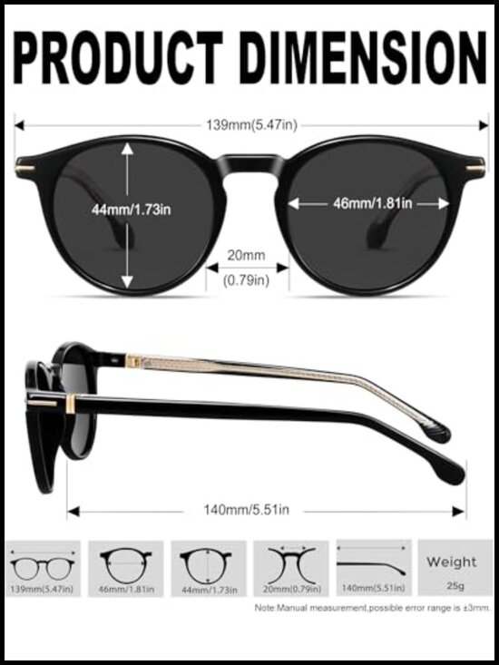 Retro Round TR90 Acetate Polarized Sunglasses with Case main image 5
